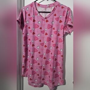 Just BE Pink Heart Patterned T-Shirt Pajamas Small
